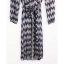 Eliza J NEW  Metallic Silver & Black Long Sleeve Chevron Wrap Dress Size 6 Photo 5