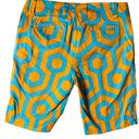 Bermuda LoudMouth Ladies Orange & Blue Geometric Pattern Fairway  Shorts Size 8 Photo 1