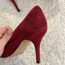 Marc Fisher Heels Red Velvet Suede Shoes Size 8.5 US 3” Heel Valentines Day Photo 4