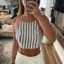 Nordstrom Blue And White Tie Striped Crop Top Photo 0