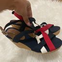 Tommy Hilfiger  wedges heels navy blue white and red logo emblem women’s size 9.5 Photo 0