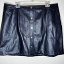 Bar III NWT Bar lll Faux Leather Skirt w Pockets 18W Black Moto Button Zip Mini A-Line Photo 0