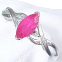 Ruby 10K 10KT WHITE GOLD PINK  MARQUISE CUT RING Sz 7 Photo 1