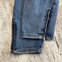 28 // Super Down Distressed High Rise Button Fly Ankle Zip Jeans Photo 5