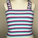 Self Esteem Striped Ruffle Strap Crop Top Photo 1