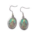 Silver Virgin Mary Earrings Christian Religious Holy Blessed Mother Charm NWT Photo 1