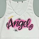 White ‘Angel’ Halo Graffiti Tank Crop Top T Photo 0