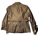 Gallery Bronze Womens Collared Belted Long Sleeve Trench Coat Jacket size Petite Large Photo 5