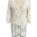 Topshop  White V neck sheer lace floral tunic top cover up Size small Photo 8