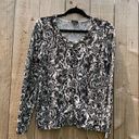 Talbots  medium Black Cream Floral Shimmer Gold Women’s Cardigan Sweater Photo 1