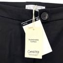 Mango  Womens Trouser Black Cotton Cropped Straight Leg Pants New Photo 2