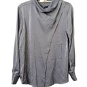 Oak + Fort  Satin‎ Drape Front Blouse Tie Neck NWT Sz L Photo 0