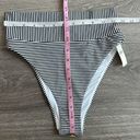 Aerie Bikini Set Triangle Top High Cut Cheeky Bottom Black White Stripe Small Photo 9