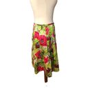 Talbots  Poppy Butterfly Floral Green and Red Pleated Cotton Skirt 4P Photo 5