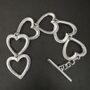 Monet  Open Heart Link Statement Bracelet SIlver Tone Toggle Cuff Boho Chic Chunk Photo 5