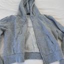 Brandy Melville Gray Cropped Hooded Zip Up Photo 2