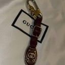 Vintage Leather  keychain Key Chain Key Fob Charm Brown Leather Gucci Logo Photo 0