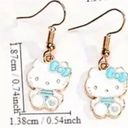 Hello Kitty  Sky Blue Earrings - Adorable Bow and Heart Design Photo 2