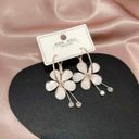 Women's Crystal Flower Drop Dangle Earrings Gold Photo 1