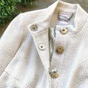 Walter Baker Walter Tweed Knit Wool Blend Ruched Snap Swing Blazer Jacket Ivory White Size 6 Photo 2