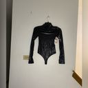 Open Edit NWT  black faux leather mock turtleneck bodysuit XXS Photo 1