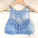 Xhilaration Baby Blue Floral High Neck Strappy Lace Bralette Photo 6