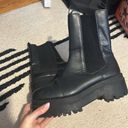 H&M  Women's Square Toe Leather Chunky Chelsea Boots In Black Size 42 Photo 2