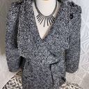 GUESS |  Black & White Tweed Wool Blend Coat Belted Photo 1