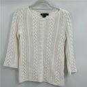 Polo Lauren  Ralph Lauren fisher cableknit white sweater 3/4 sleeve size medium Photo 0