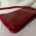 Vintage Y2K Leather Baguette Bag Purse Zip Closure Minimalist Cherry Red Photo 2