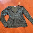 Something Navy  Iridescent Shimmer Emerald Green Blouse Photo 0