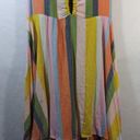 Angie  Pina Colda Striped Short Sleeve Strappy Neck Dress Boho Size L Photo 4