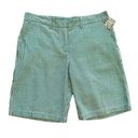 Bermuda Sam Ty  Shorts Green White Stripe Seersucker High Rise Shorts Size 12 NEW Photo 0