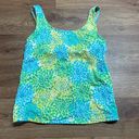 L.L.Bean  Womens Blue Green Yellow Floral Tankini Swim Top Size 4 UPF 50+ Photo 0