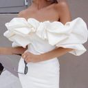 House Of CB  'Selena' Ivory Satin Ruffle Strapless white Dress size S NWOT Photo 2