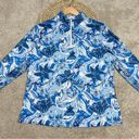 Gottex  Tops 1/4 Zip Longsleeve Floral Printed Blue High-Neck Golf Size L Photo 3