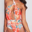 Modcloth Orange Floral Bethany One-Piece Swimsuit Photo 0