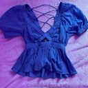 American Eagle Blue Blouse Photo 2