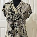 Cato  Womens Blouse Shirt Wrap V Neck Sexy Slim Fit Floral Top Career Work- Sz L Photo 0