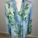 Susan Graver  Blue Floral Lightweight Blouse Size S Photo 1