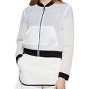 BCBGeneration  White & Black Mesh Cropped Bomber Jacket Size Small Photo 0