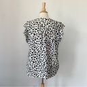 Cynthia Steffe White Animal Print Ruffle Short Sleeve V-Neck Chiffon Blouse Photo 2