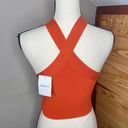 Forever 21 Sweater Knit Crisscross Halter Crop Top in Pompeian Red Small NWT Photo 2