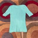 New York & Co. NWT Aqua Green Ribbed Short Sleeve Sweater Size Medium Photo 5