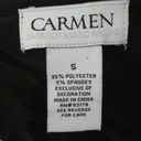 Carmen Marc Valvo  Formal V Neck Sleeveless Blouse Black Floral Appliqué Small Photo 5