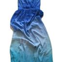 Jay Godfrey NWT  Sinclair Blue Teal Ombre Chiffon Slit Front Maxi Dress Gown 8 Photo 0