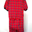 One Piece Vintage Night Flowers Plaid Flannel Romper Red  Pajama Photo 6