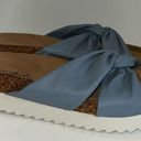 Wonderly  IMANI Platform Slide Sandals w Knot Blue Vegan Leather Size 6.5 Photo 0