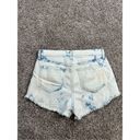 L'Agence L’agence Zoe Bleached Acid Wash Fringe Raw Hem Denim Jean Shorts 25 Blue White Photo 6