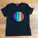 Melissa RARE  MASSE Black Designer Smiley Face Sequins T-Shirt Women’s Size L Photo 1